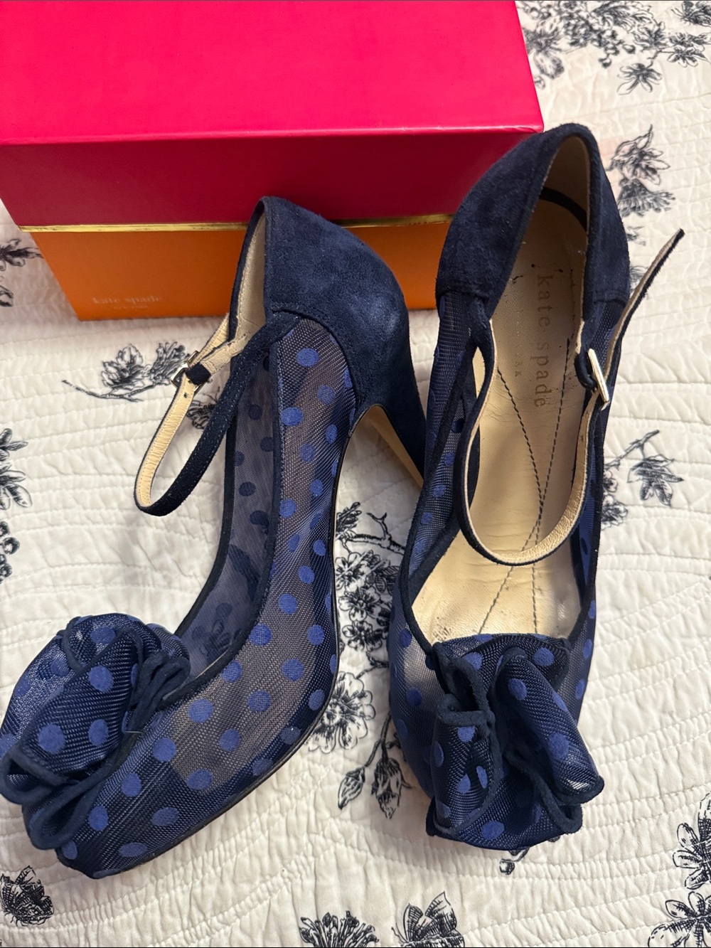 Kate Spade Navy Mesh Suede 6 M Italy